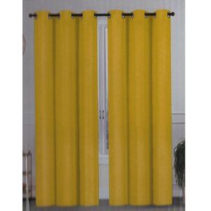 Blackout Curtains with Grommets 2 piece set of Window Panels Solid Yellow